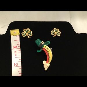 St.Patrick's Day Brooch and Shamrock Earrings ...